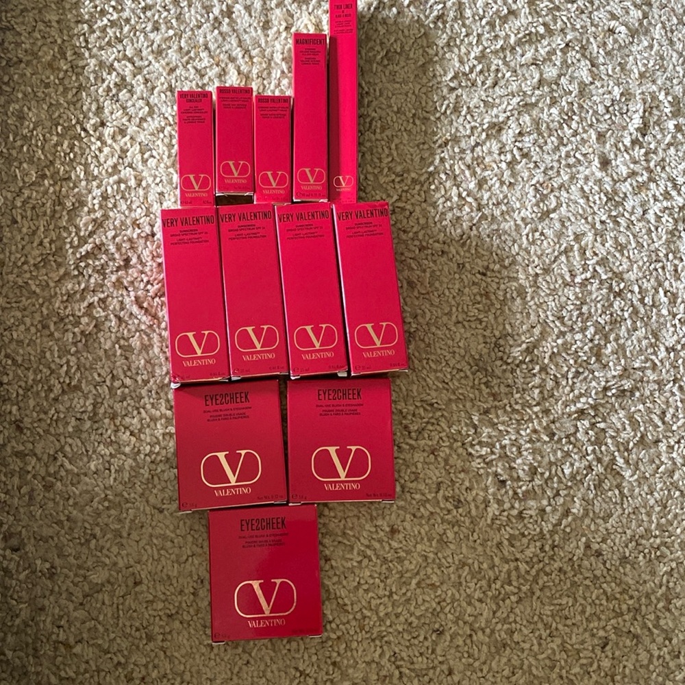 Valentino Makeup foundation, lipsticks, blush and eye shadow